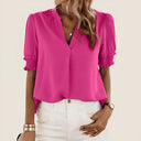 Chic V-Neck Short Sleeve Blouse