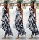Chic Black and White Halter Dress Design