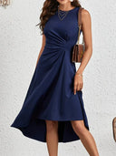 Chic Dark Blue Midi Dress for Effortless Elegance