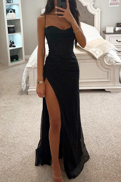Enchanting Sequined Maxi Dress with Corset & Waterfall Neckline