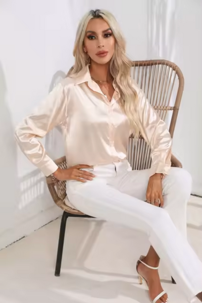 Chic Long Sleeve Satin Blouse