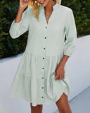 Checked A-Line Dress with Button Front for Women