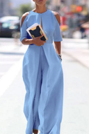 Trendy Jumpsuits with Straight Legs and Round Neckline