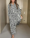 Chic Polka Dot and Geometric Pattern Dress