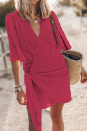 Chic Wrap Neckline Beach Dress for Women