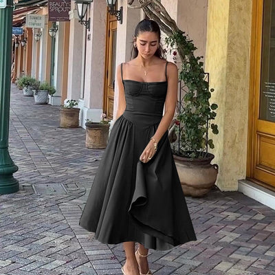 Sleek Corset-Style Midi Dress