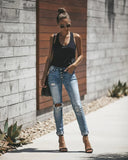 Trendy Light Blue Distressed Denim