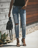 Trendy Light Blue Distressed Denim