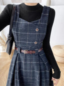 Chic Vintage Checkered Dress for Women
