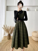 Chic Vintage Checkered Dress for Women