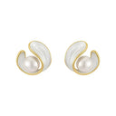 Luxury White Opal Earrings with Pearls in Gold
