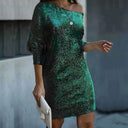 Chic One-Shoulder Shiny Mini Dress