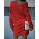 Off-Shoulder Sequin Mini Dress for Parties