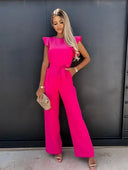 Chic Ruffled Sleeve Overall Dress