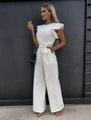 Chic Ruffled Sleeve Overall Dress