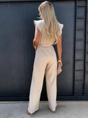 Chic Ruffled Sleeve Overall Dress