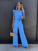 Chic Ruffled Sleeve Overall Dress