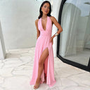Chic Halter Dress with Sleek Design