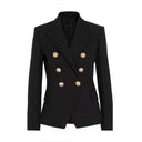 Chic Women's Double-Breasted Blazer with Gold Accents