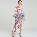 Floral Cut-Out Dress with Ruffle Hem Design