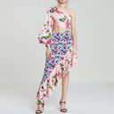 Floral Cut-Out Dress with Ruffle Hem Design