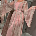 Chic Transparent Kaftan Robe with Unique Embellishments