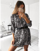Trendy Animal Print Shirt Dress with Belt