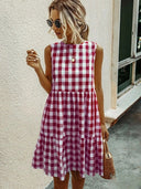 Chic Women's Dress with Pastel Checkered Design
