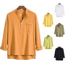 Chic Women's Long Sleeve Blouse with Modern Henley Neckline and Stylish Chest Pocket