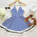 Women's A-Line Deep V-Neck Dress with Sheer Hem