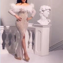 Stunning Evening Dress with Feathers and Sequins