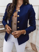 Chic Women's Blazer Jacket with Gold Buttons