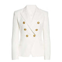 Chic Women's Double-Breasted Blazer with Gold Accents
