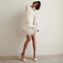 Sequin-Embellished Dress with Feather Trim