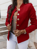 Chic Women's Blazer Jacket with Gold Buttons