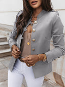 Chic Women's Blazer Jacket with Gold Buttons