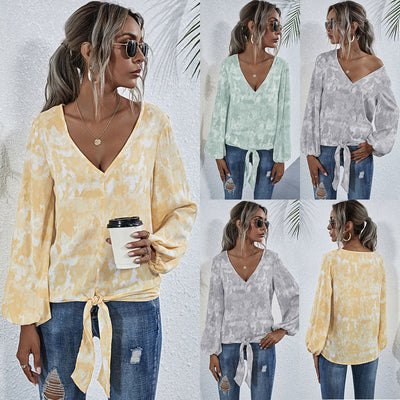 V-Neck Blouse with Playful Knot Detail