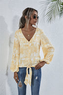 V-Neck Blouse with Playful Knot Detail