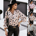 Chic Women's Blouse with Ruffle Accents and Polka Dot Pattern