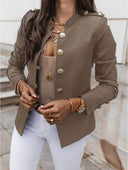 Chic Women's Blazer Jacket with Gold Buttons