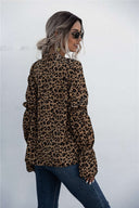 Trendy Leopard Print Women's Blouse with Wide Sleeves