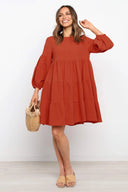 Women’s Flowing Jersey Dress with Ruffled Sleeves