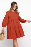 Women’s Flowing Jersey Dress with Ruffled Sleeves