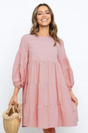 Women’s Flowing Jersey Dress with Ruffled Sleeves