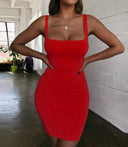 Chic Mini Dress with Square Neckline for Women
