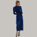 Velvet Midi Wrap Dress with Statement Puff Sleeves