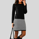 Houndstooth Hem Chic Dress