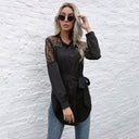 Chic Women's Lace Shirt Dress with Belt