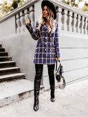 Chic Women's Striped Blazer with Shoulder Pads