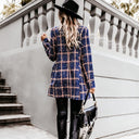 Chic Women's Striped Blazer with Shoulder Pads
